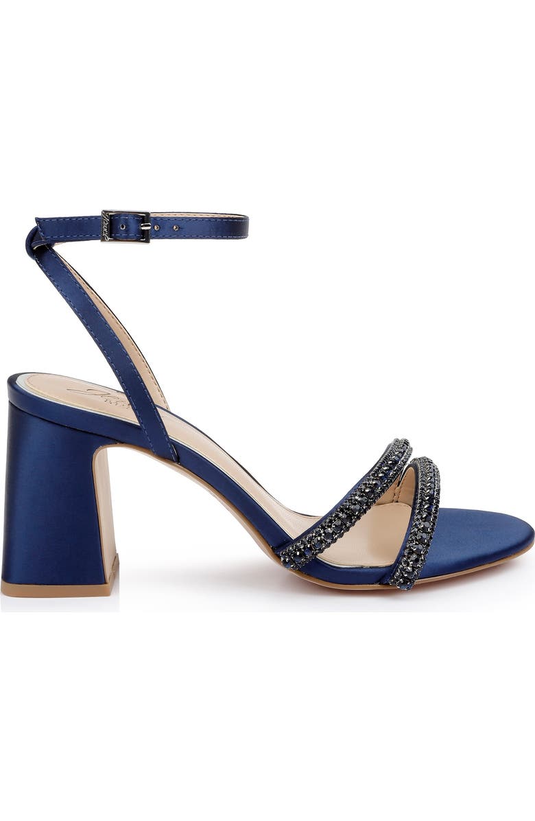 Jewel Badgley Mischka Rosa Ankle Strap Sandal, Alternate, color, Navy Satin