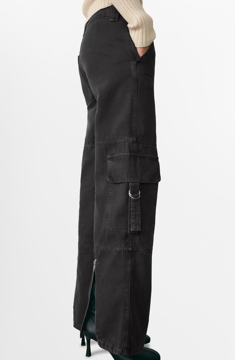 MANGO Zip Hem Straight Leg Cargo Jeans, Alternate, color,