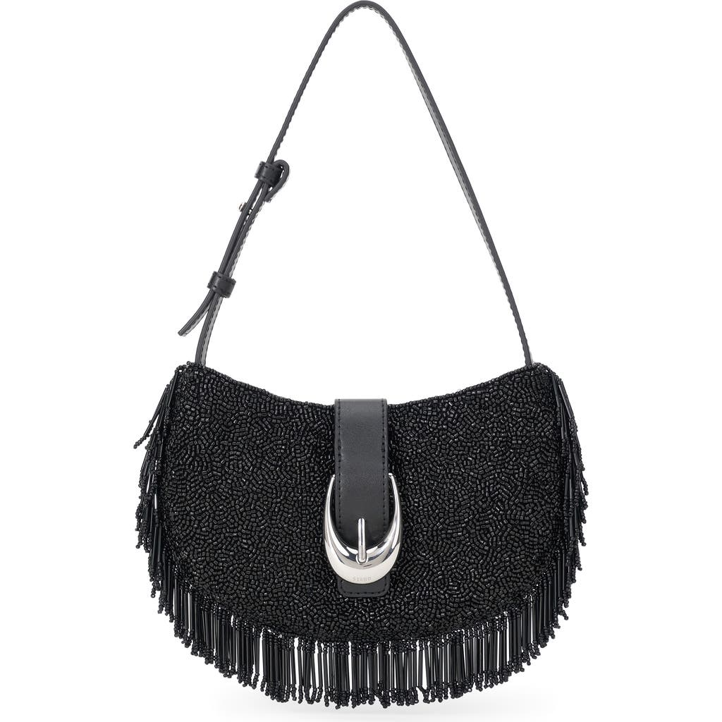 Staud Alana Beaded Fringe Shoulder Bag In Black Fringe