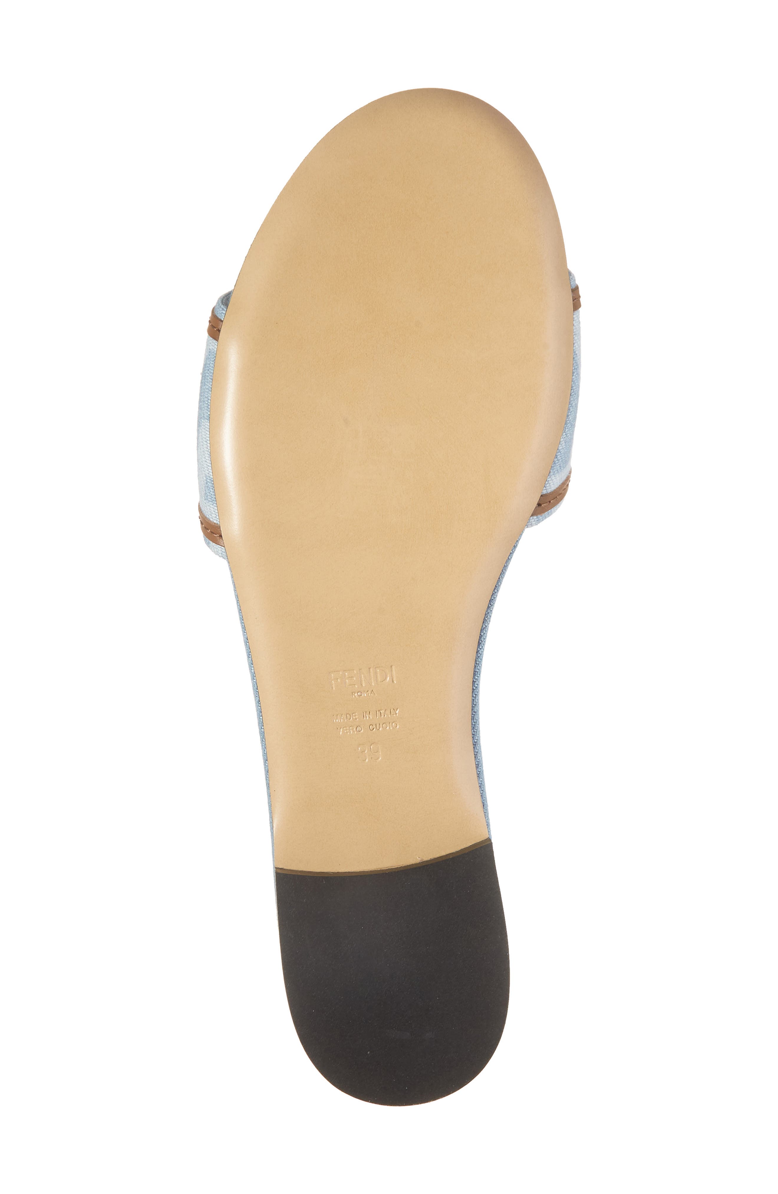 Flat Denim Logo Slide Sandal, Alternate, color, F1XIA DENIM CIELO