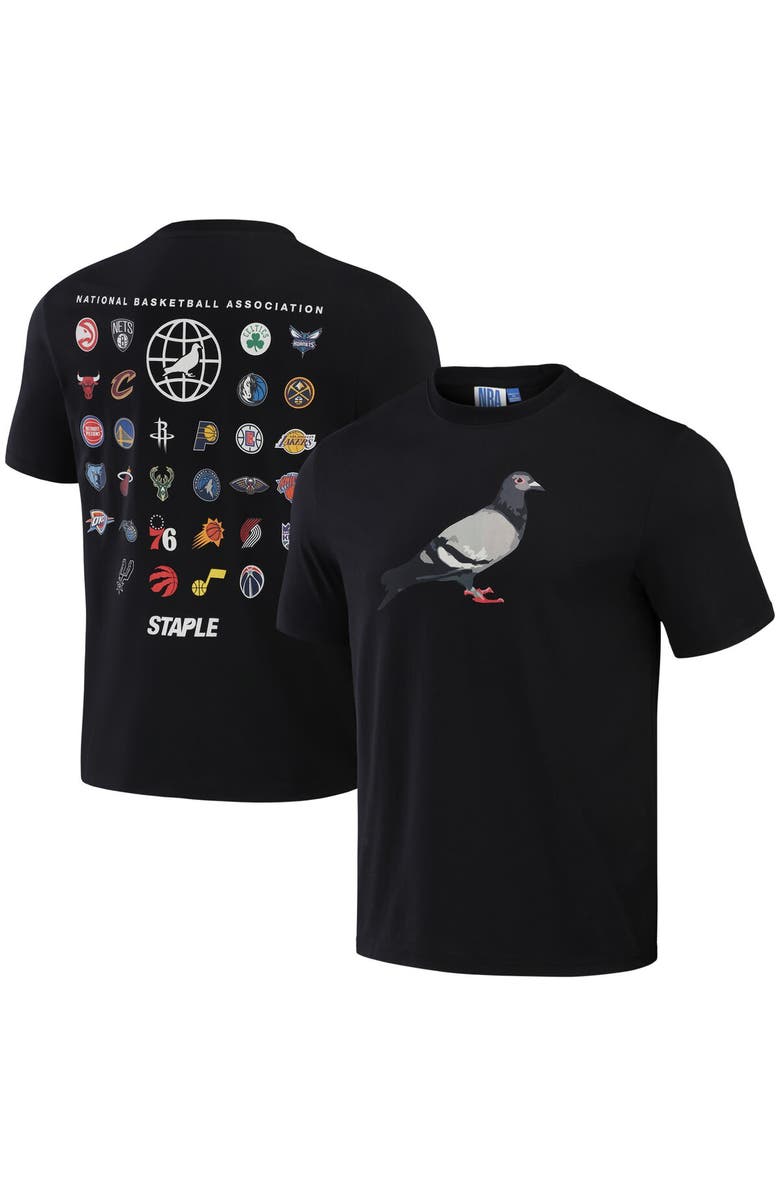 STAPLE Men's NBA x Staple Black All Teams Flock T-Shirt, Main, color, 