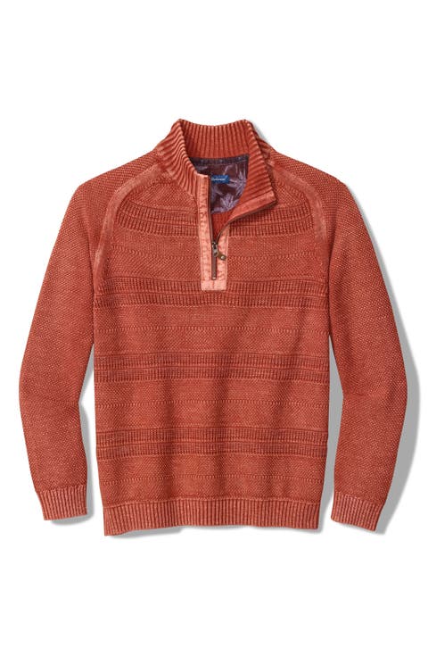 Saltwater Textured Cotton Half Zip Sweater