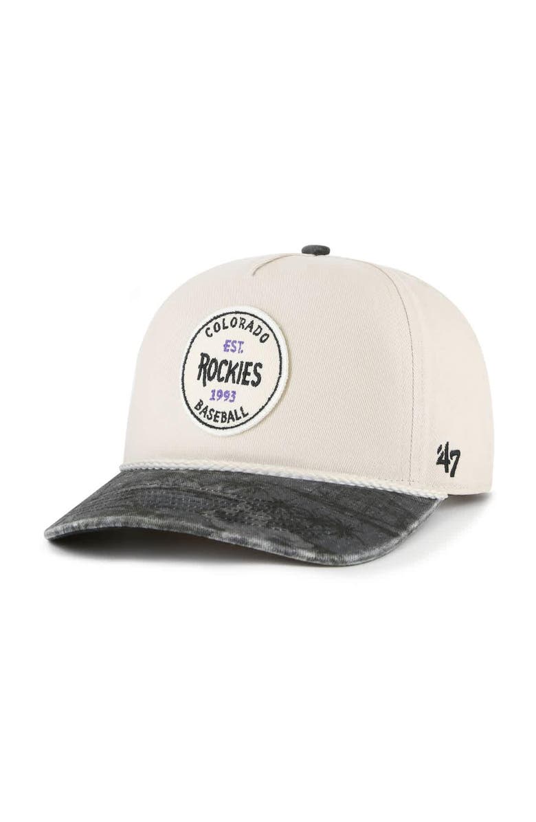 '47 Men's '47 Cream/Black Colorado Rockies Fiji Rope Hitch Adjustable Hat, Main, color, 