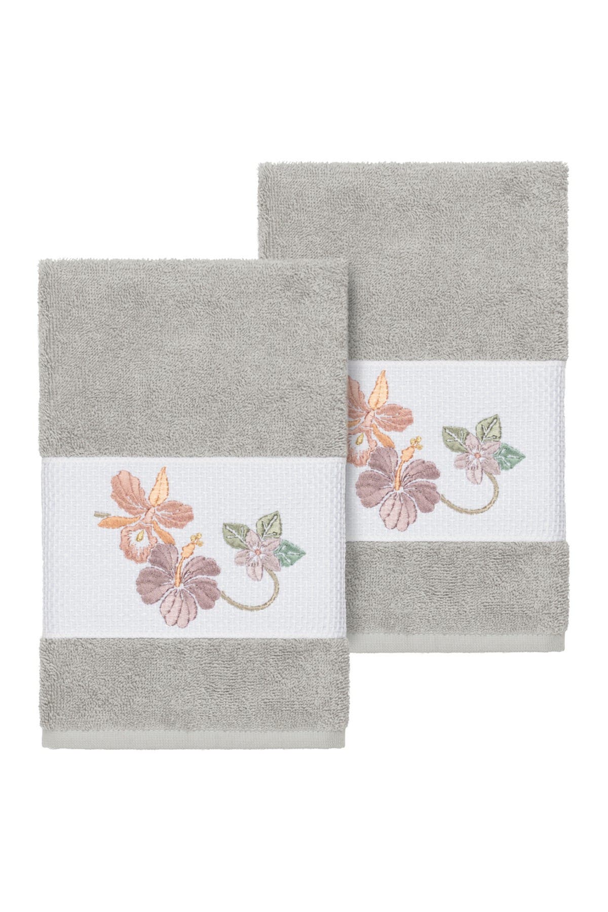 Linum Home Textiles Light Grey Caroline Embellished Hand Towel - Set of ...
