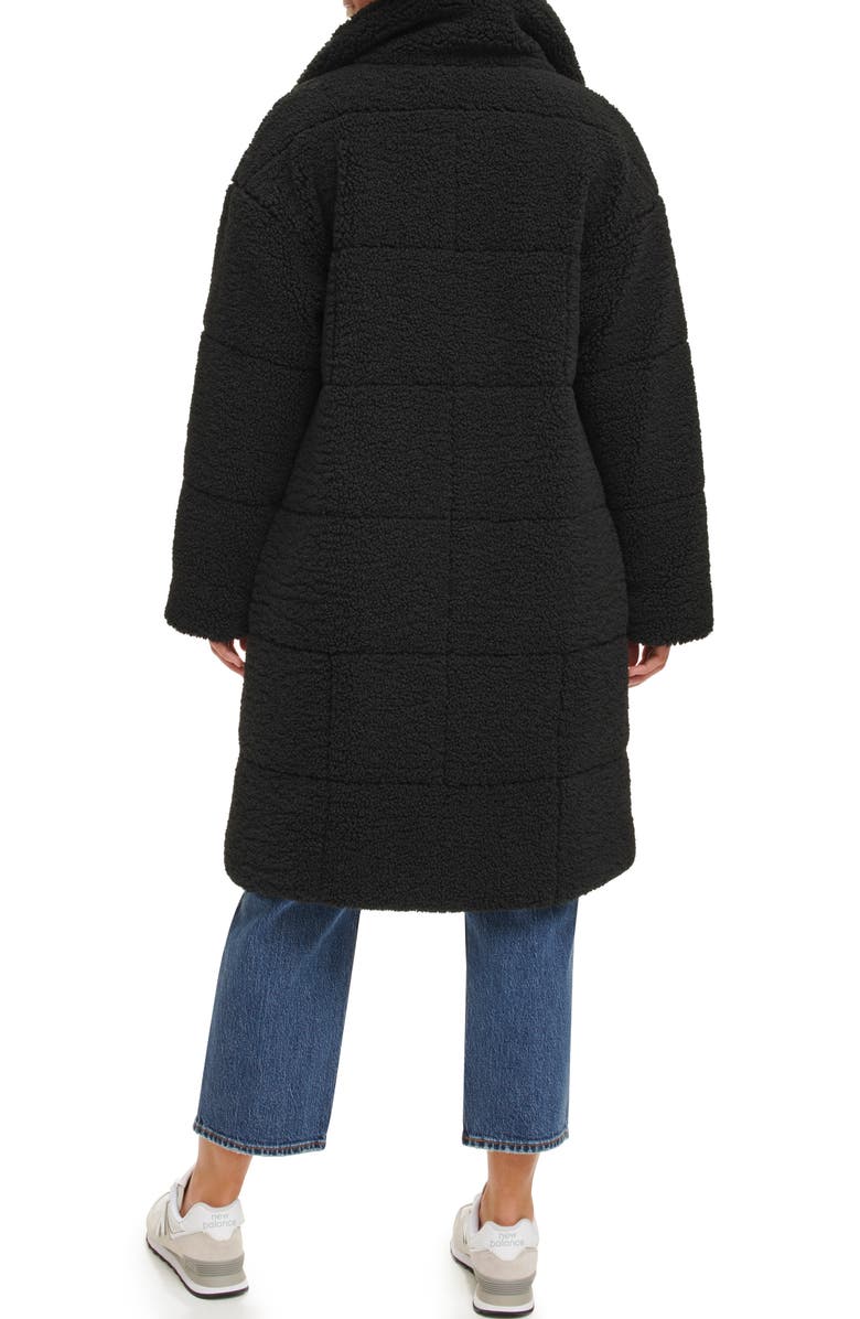 Levi's Quilted Fleece Long Teddy Coat, Alternate, color, Black
