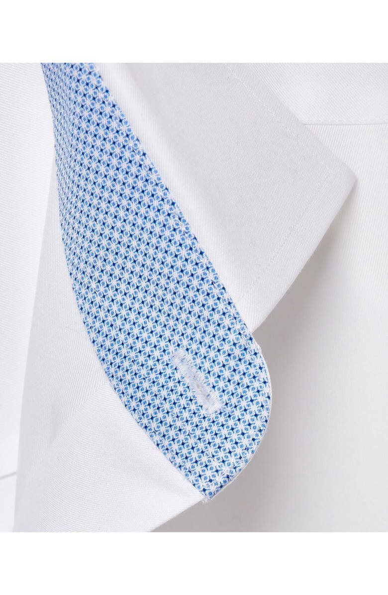 David Donahue Trim Fit Cotton Twill Dress Shirt, Alternate, color, White