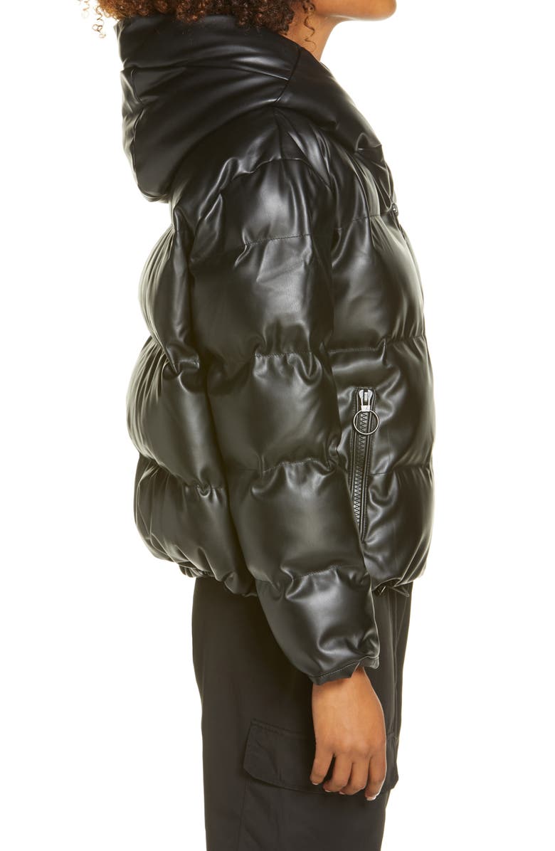 BY.DYLN Austin Faux Leather Hooded Puffer Jacket, Alternate, color, 