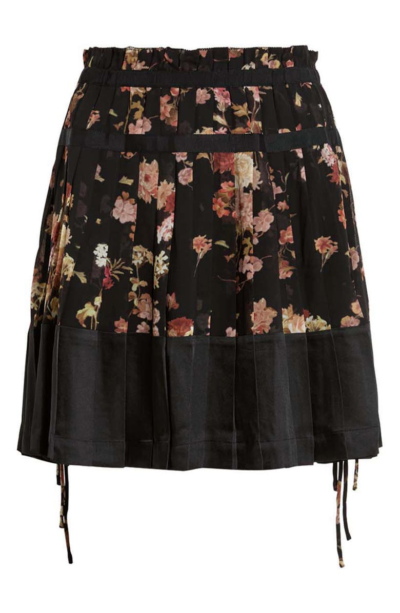 AllSaints Elara Floral Print Pleated Skirt, Alternate, color, Armada Black