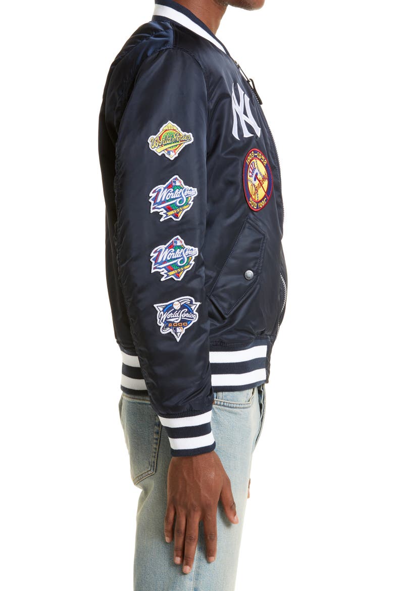 Baseball Patch Bomber Jacket, Alternate, color, BLUE