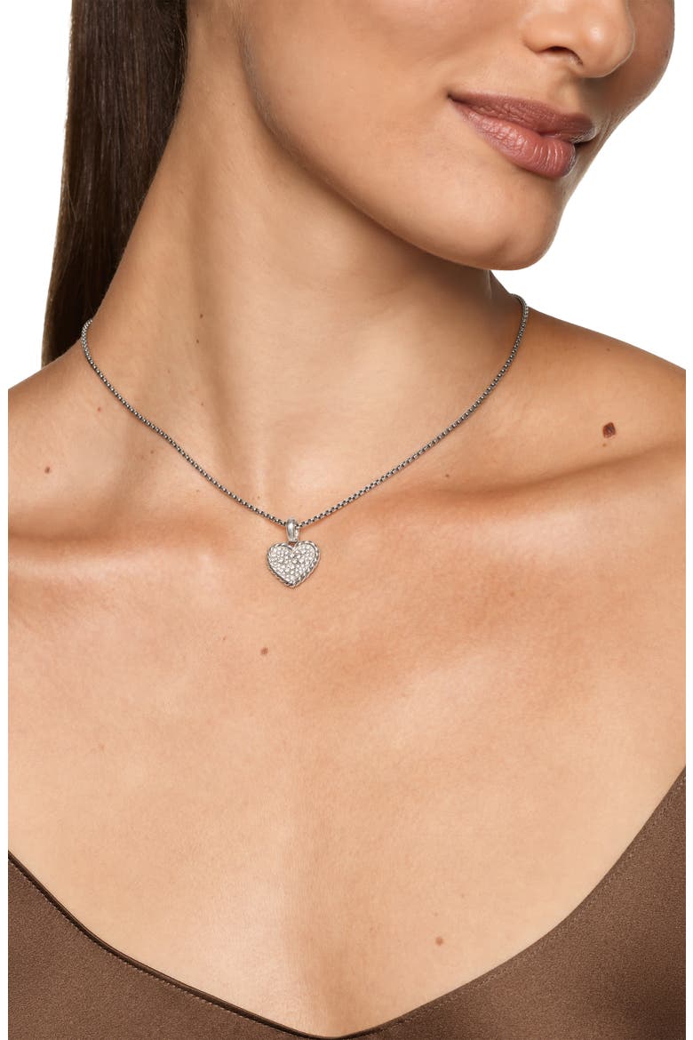 Cable Pavé Heart Amulet in Sterling Silver with Diamonds, Alternate, color, SILVER PAVE