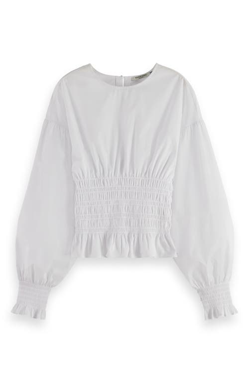 SCOTCH & SODA SCOTCH & SODA SMOCKED BALLOON SLEEVE COTTON PEPLUM TOP