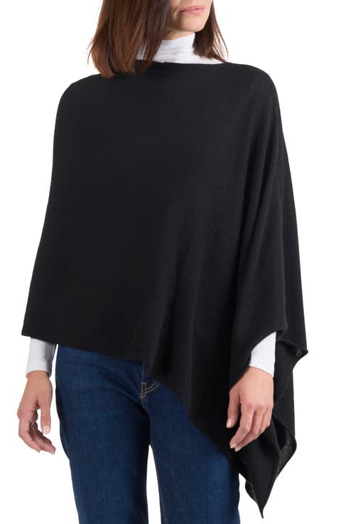 Asymmetrical Hem Cashmere Poncho