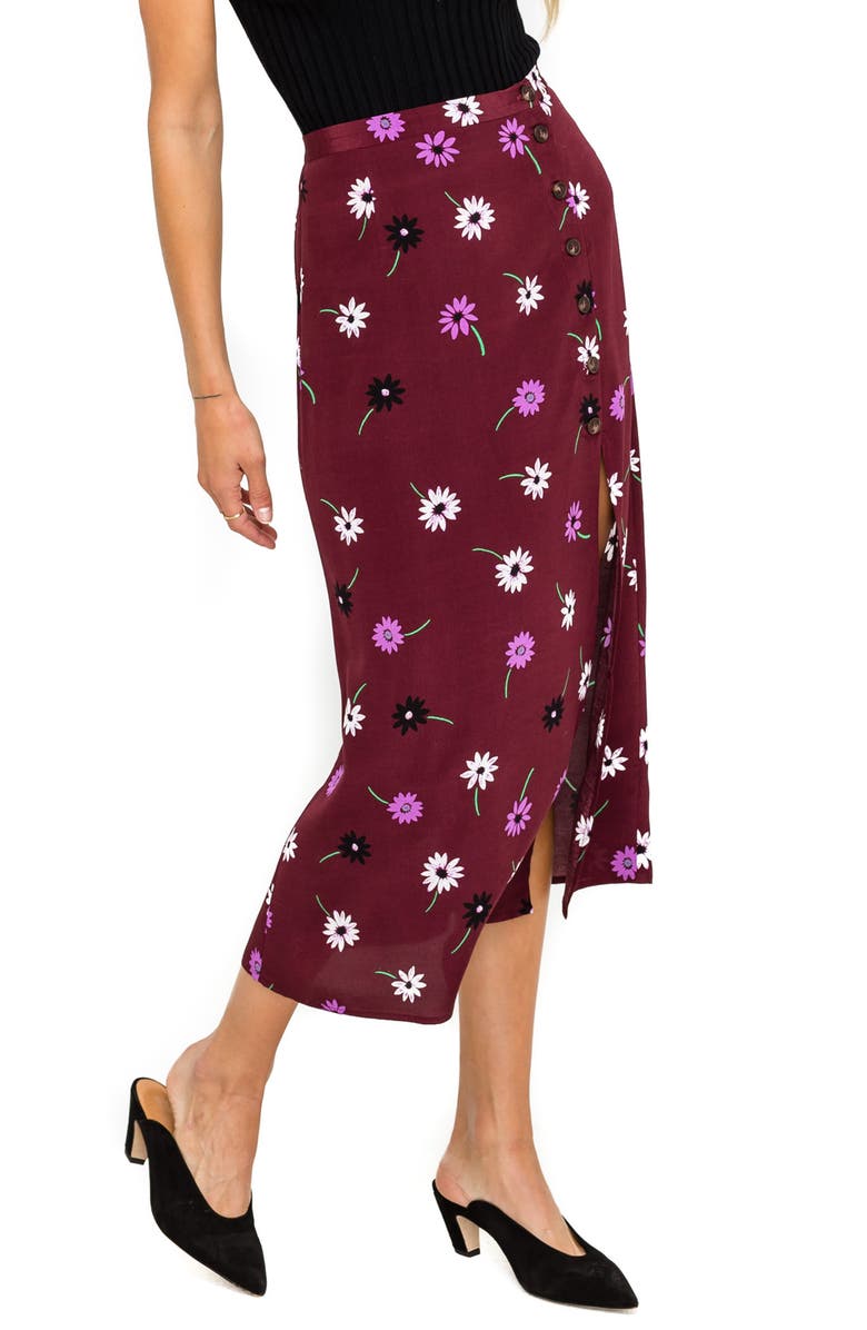 ASTR the Label Button Side Slit Midi Skirt, Alternate, color, 