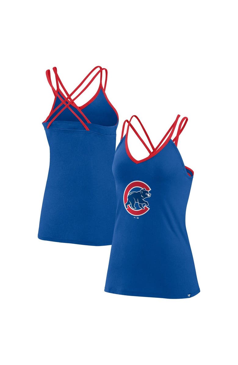 FANATICS Women's Fanatics Branded Royal Chicago Cubs Barrel It Up Cross Back V-Neck Tank Top, Main, color, 