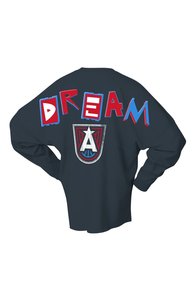 SPIRIT JERSEY Women's Spirit Jersey Charcoal Atlanta Dream Patches Oversized Long Sleeve T-Shirt, Alternate, color, Charcoal