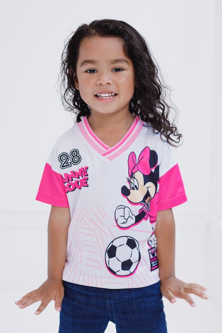 Minnie Mouse Soccer Jersey, Alternate, color, Minnie Pink White