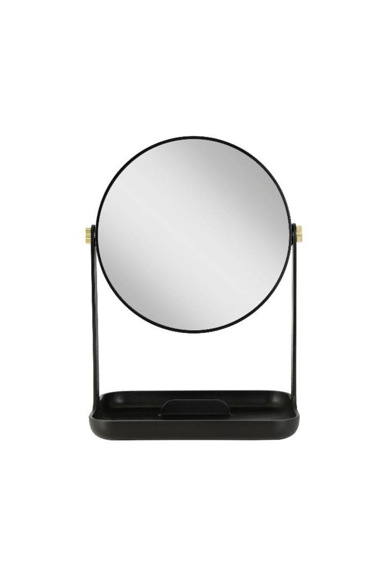 Back-to-School Makeup Mirror with Accessory Tray & Phone Holder, Main, color, Black