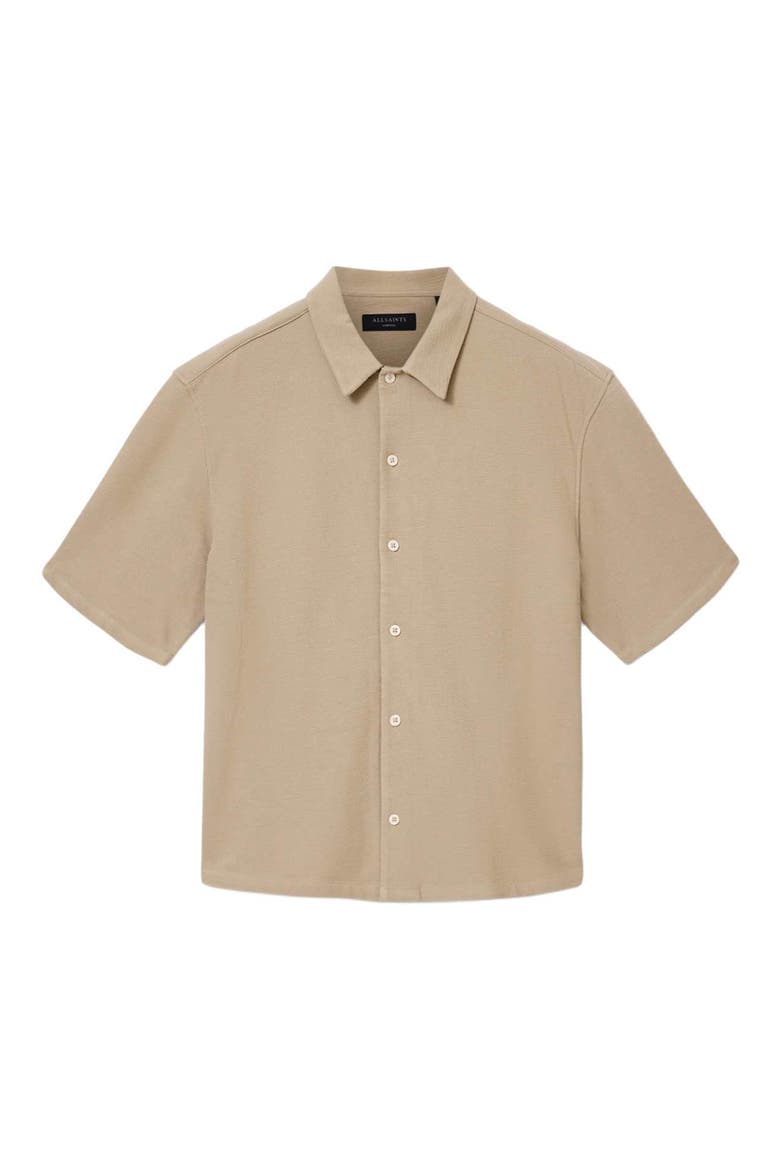 Stallion Oversize Short Sleeve Cotton Button-Up Shirt, Alternate, color, DUNE BROWN