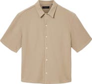 AllSaints Stallion Oversize Short Sleeve Cotton Button-Up Shirt