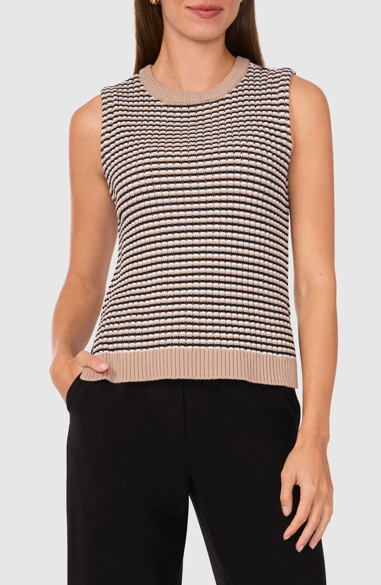 Halogen<sup>®</sup> Stripe Sleeveless Sweater, Main, color, Simply Taupe Brown