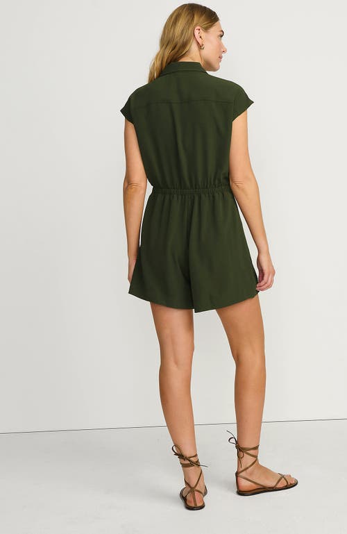 Lands' End Cap Sleeve Creaseless Button-down Romper