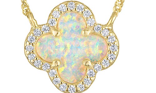 FZN FZN KIDS' OPAL CLOVER PENDANT NECKLACE