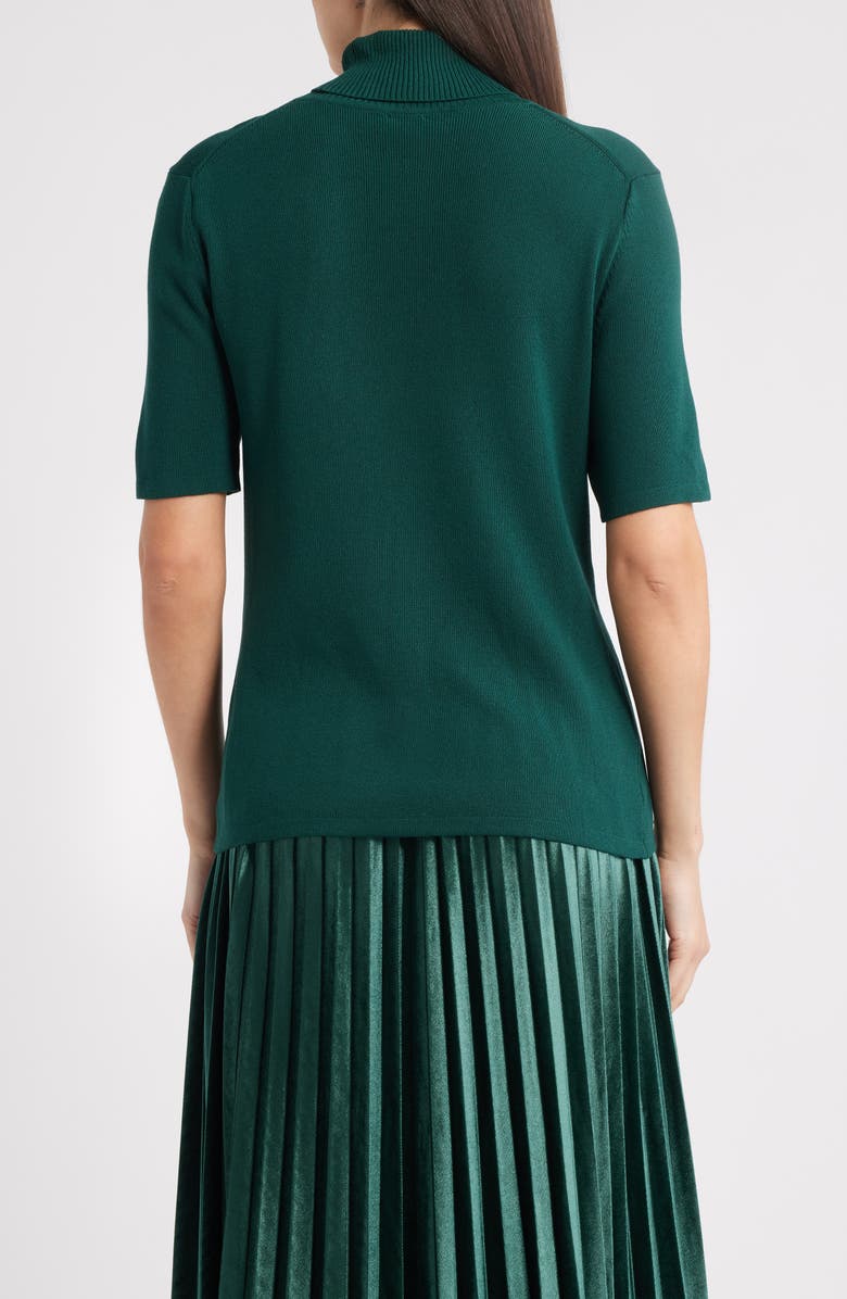 Anne Klein Short Sleeve Turtleneck Sweater, Alternate, color, Pine Forest