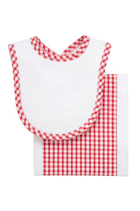 Big Check Drooler Bib 
Burp Set