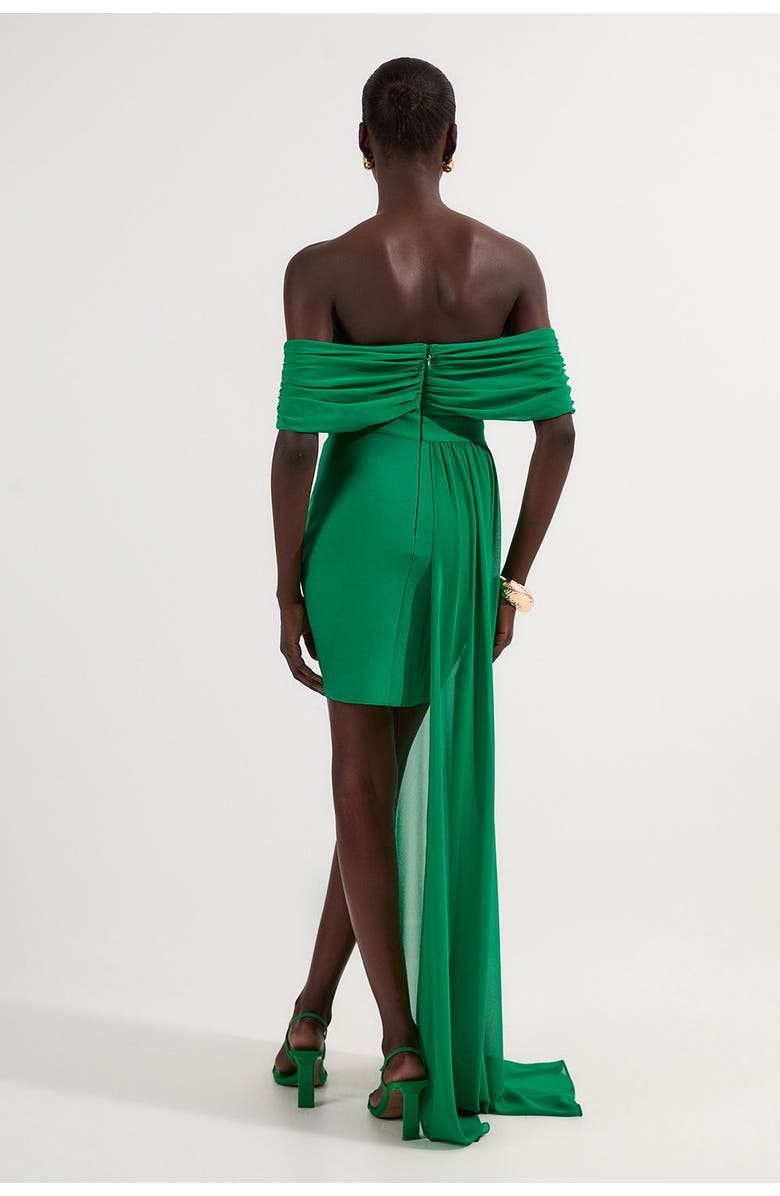 Karen Millen Figure Form Bandage Knit Bardot Dress, Alternate, color, Green