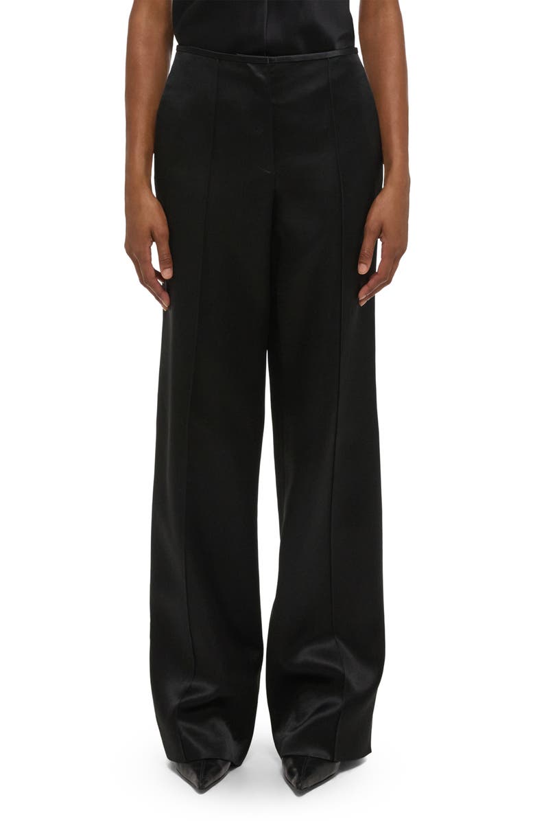 Helmut Lang Wide Leg Satin Pants, Main, color, Black