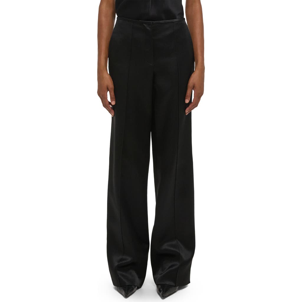 Helmut Lang Satin-trimmed Wool Slim-leg Pants In Black