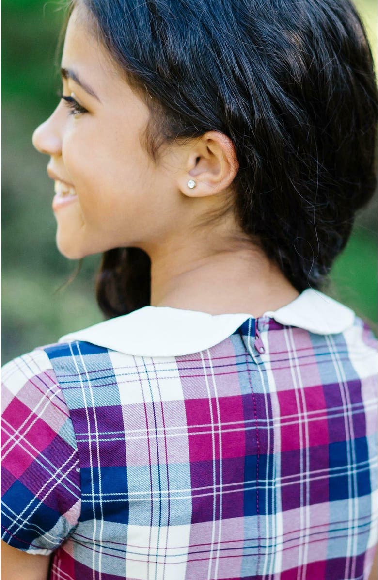 Hope & Henry Girls' Organic Peter Pan Collar Pleated Dress, Toddler, Alternate, color, Berry Tartan