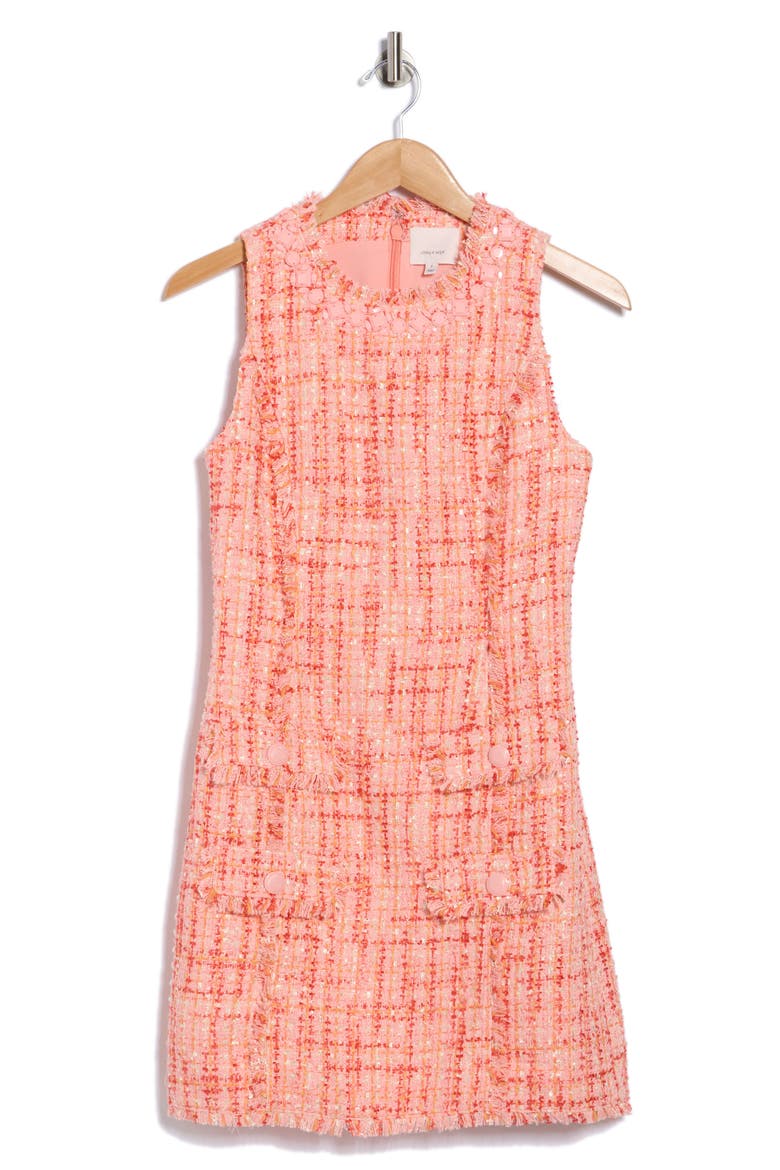 Lucie Ellisella Sleeveless Bouclé Minidress, Alternate, color, PINK POPPY MULTI