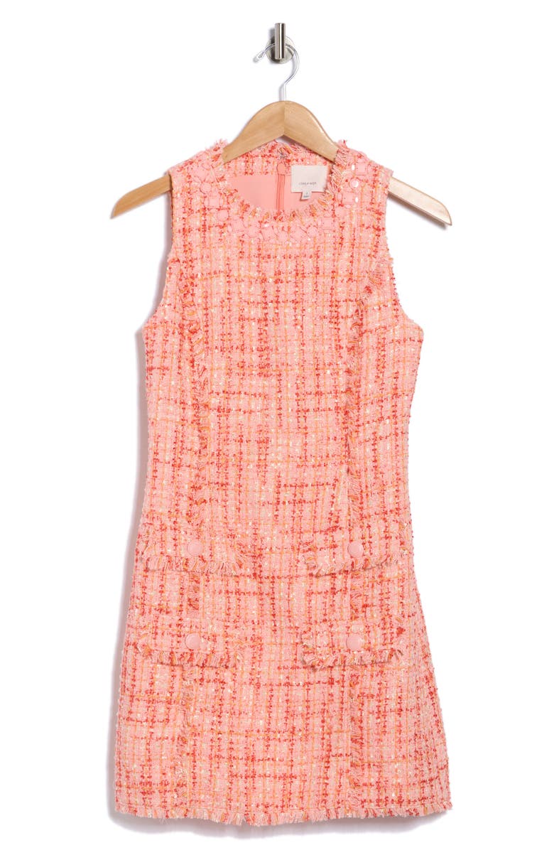 Cinq à Sept Lucie Ellisella Sleeveless Bouclé Minidress, Main, color, Pink Poppy Multi