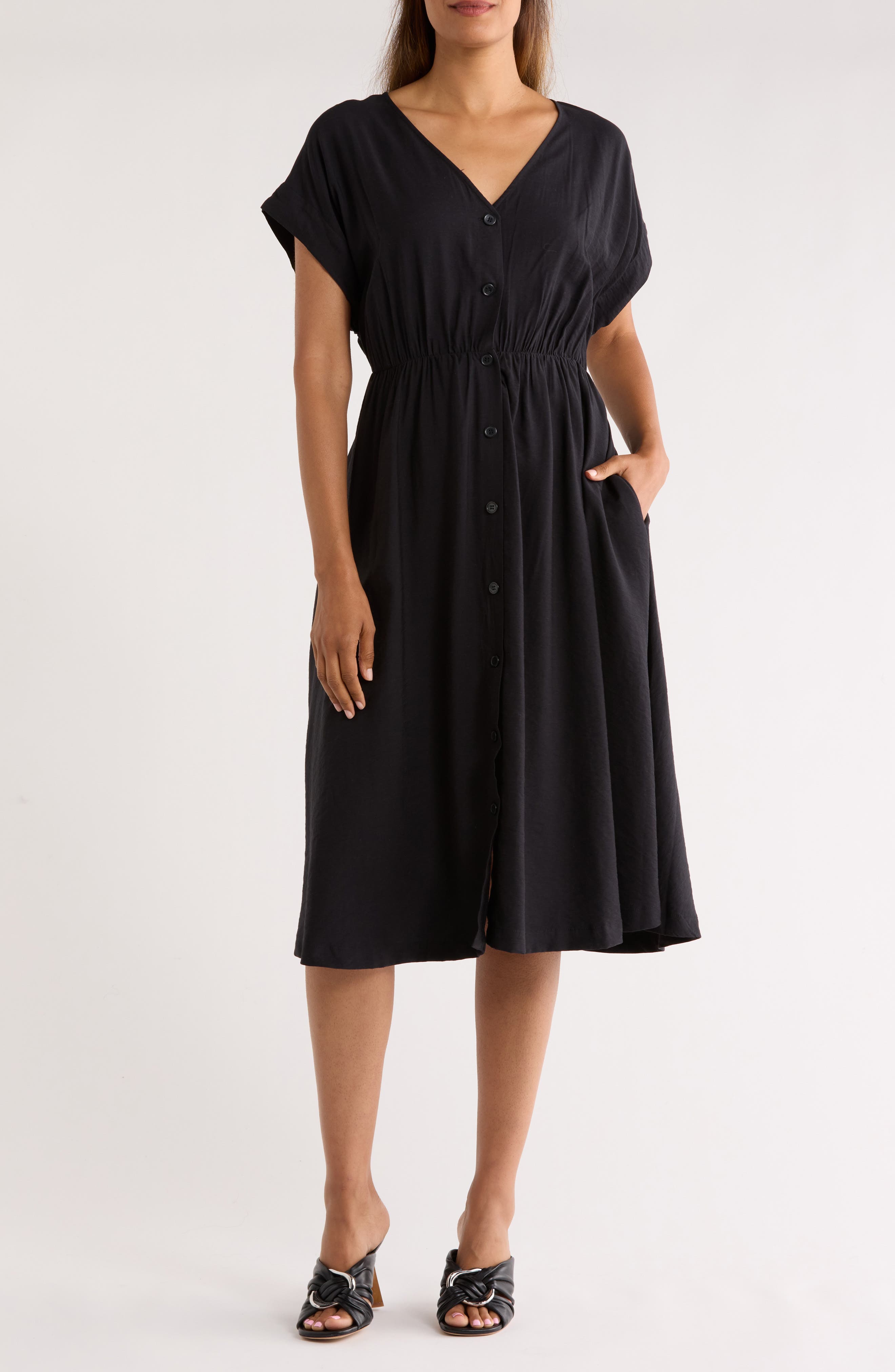 NORDSTROM RACK Short Sleeve Button Front Dress