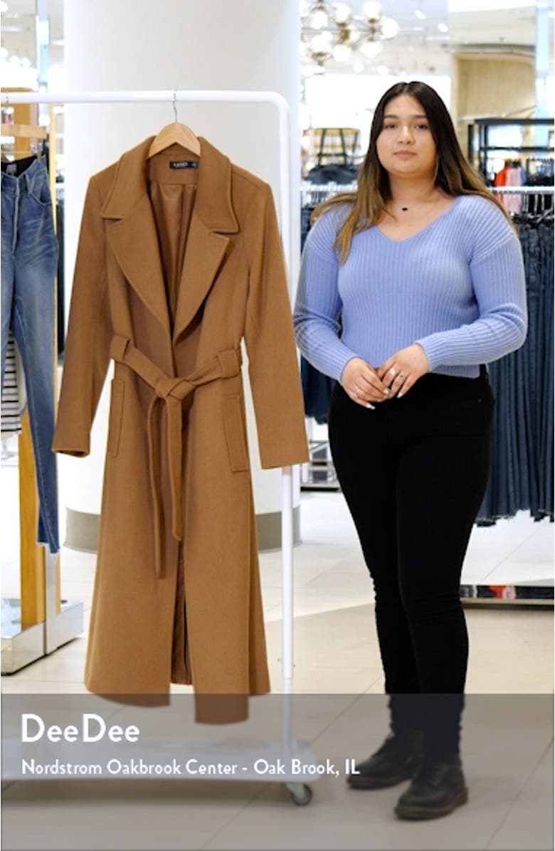 Belted Longline Wool Blend Wrap Coat, sales video thumbnail