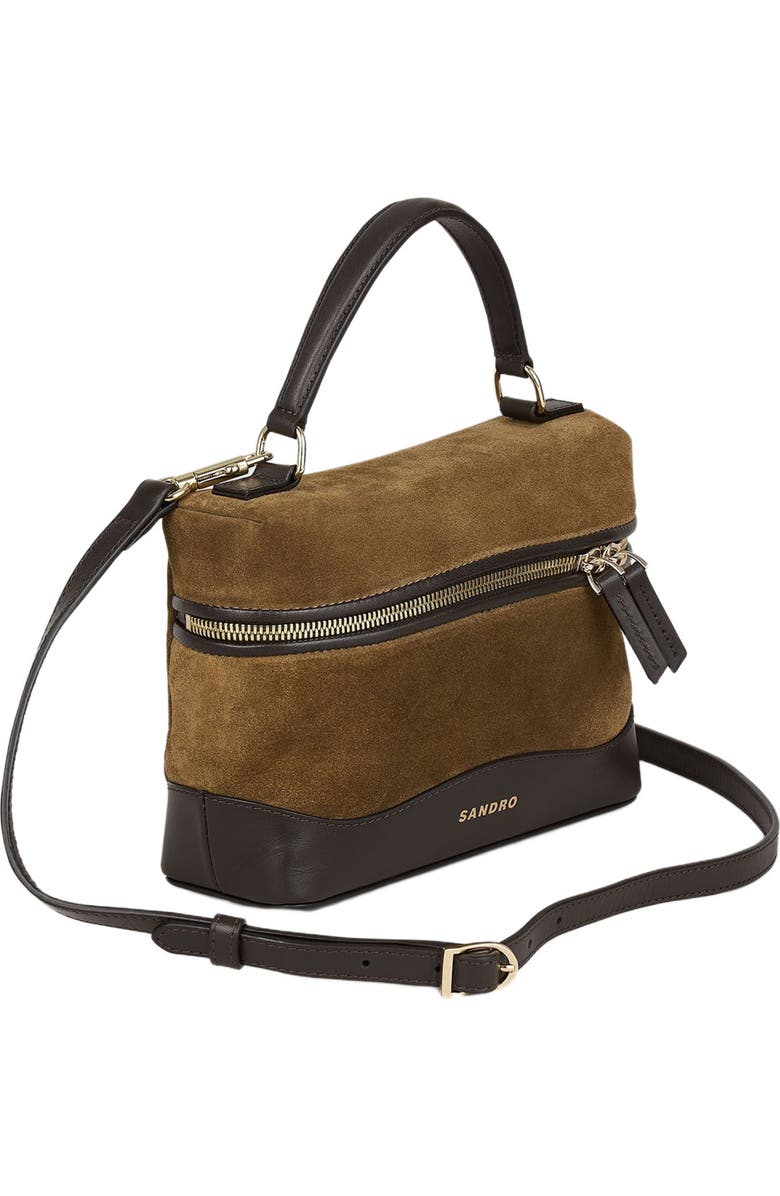 SANDRO TANGOLINO leather and suede vanity bag, Alternate, color, Camel
