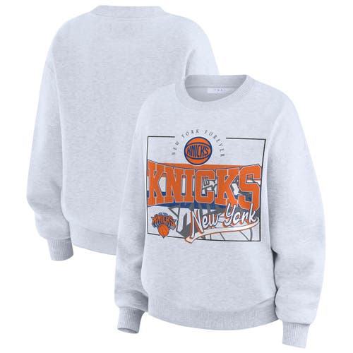 Wear By Erin Andrews Heather Gray New York Knicks Crew Neck Sweatshirt