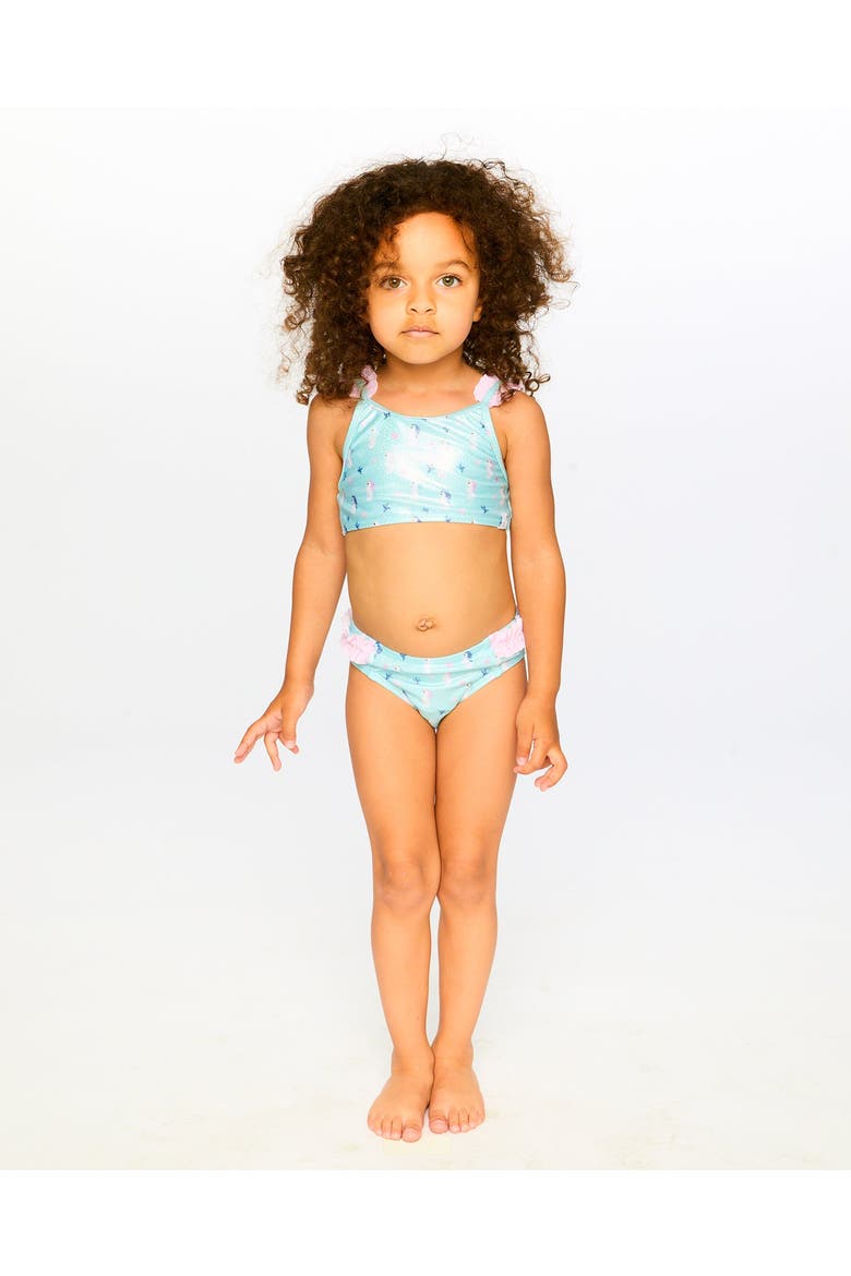 Two-Piece Ruffle Seahorse Swimsuit, Alternate, color, Blue Seahorse Print