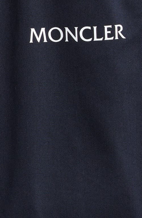 Moncler Kids' Logo Cotton Blend Gabardine Shorts In Navy