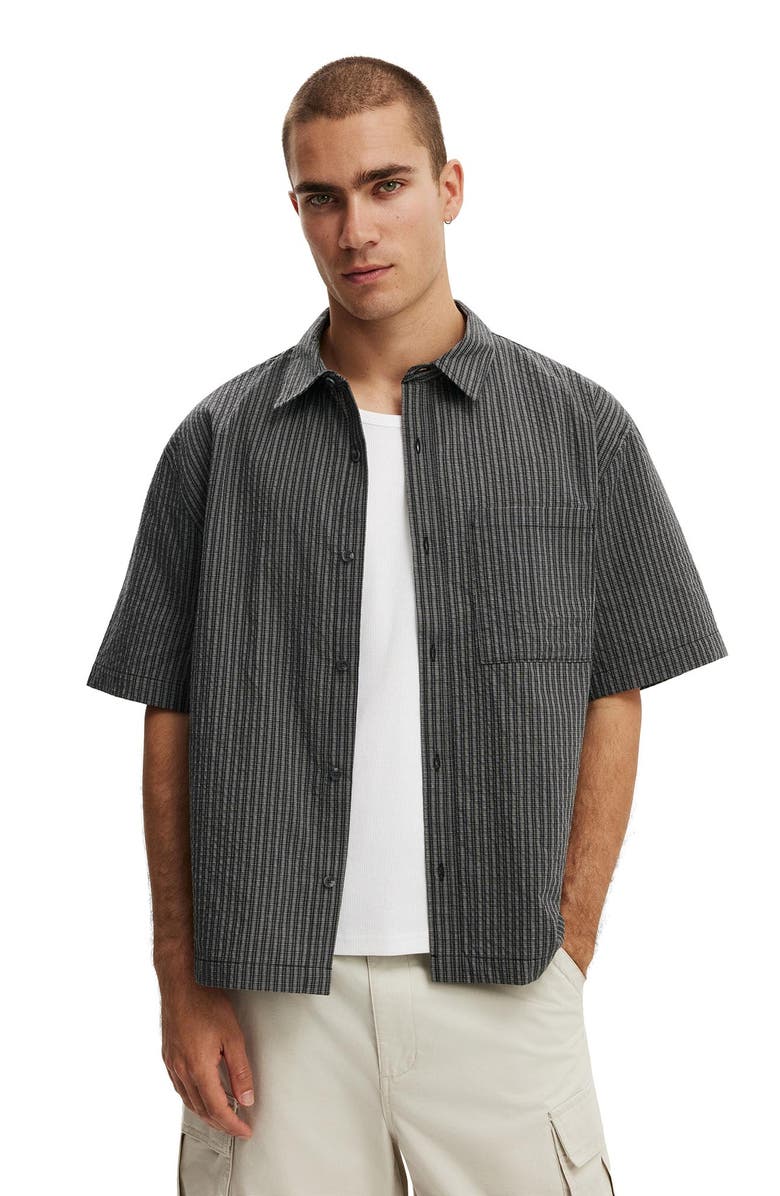 Cotton On Men's Darcy Short Sleeve Shirt, Alternate, color, Black Mini Check