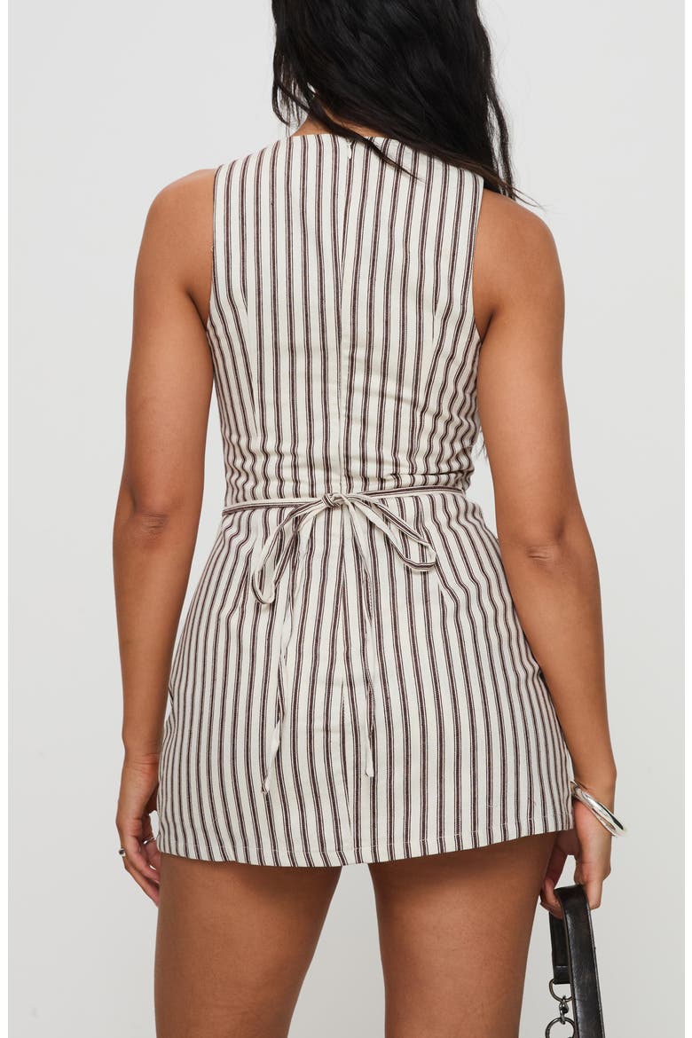 Yumiko Stripe Romper, Alternate, color, BROWN
