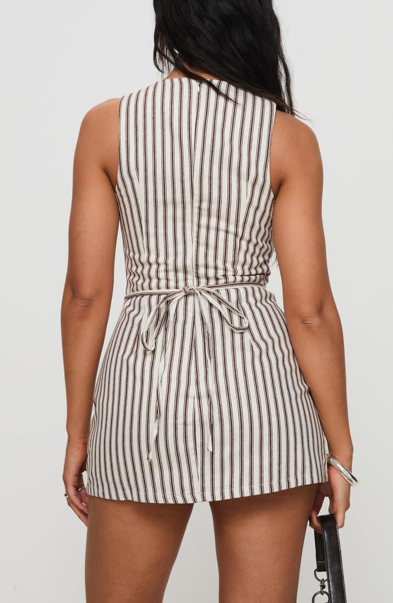 Princess Polly Yumiko Stripe Romper, Alternate, color, Brown