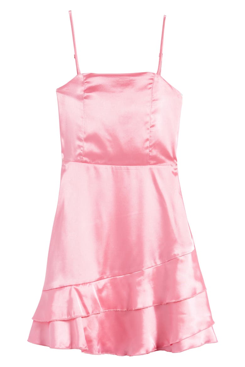 Kids' Ruffle Satin Dress, Main, color, BARBIE PIN