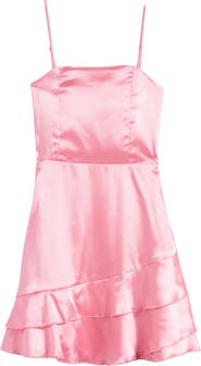 Ava & Yelly Kids' Ruffle Satin Dress