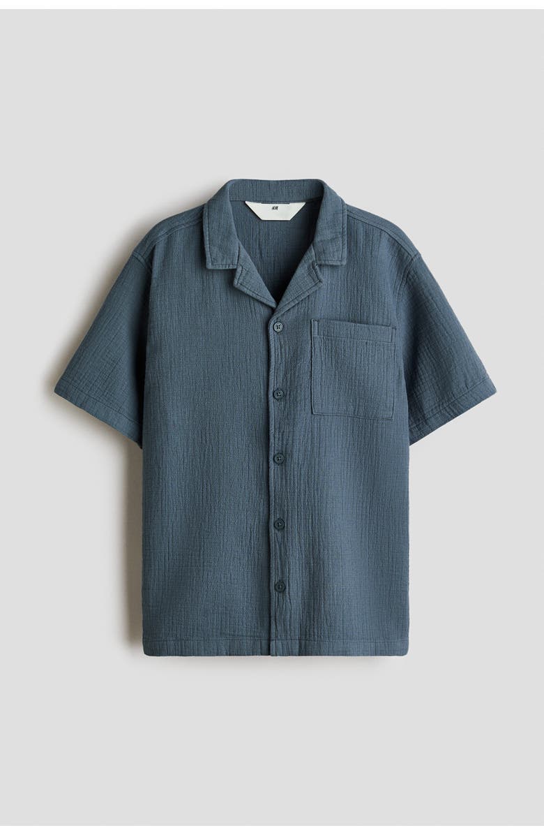 H&M Muslin Resort Shirt, Main, color, Dark Gray