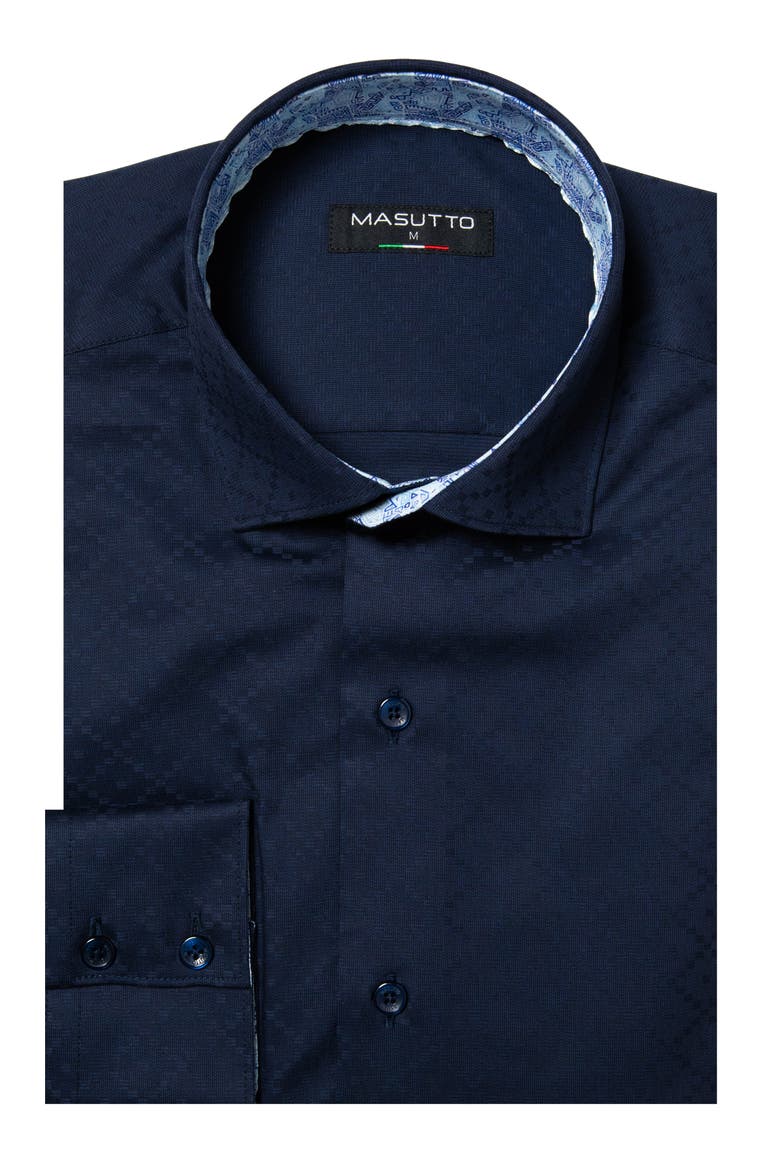 Willis Geometric Button-Up Long Sleeve Shirt, Main, color, Navy Blue