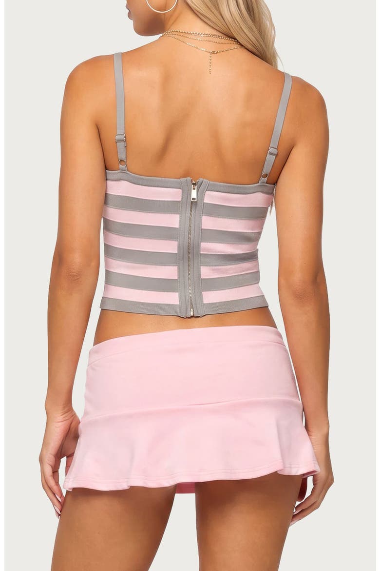 Harla Striped Knit Bandage Top, Alternate, color, PINK-AND-GRAY