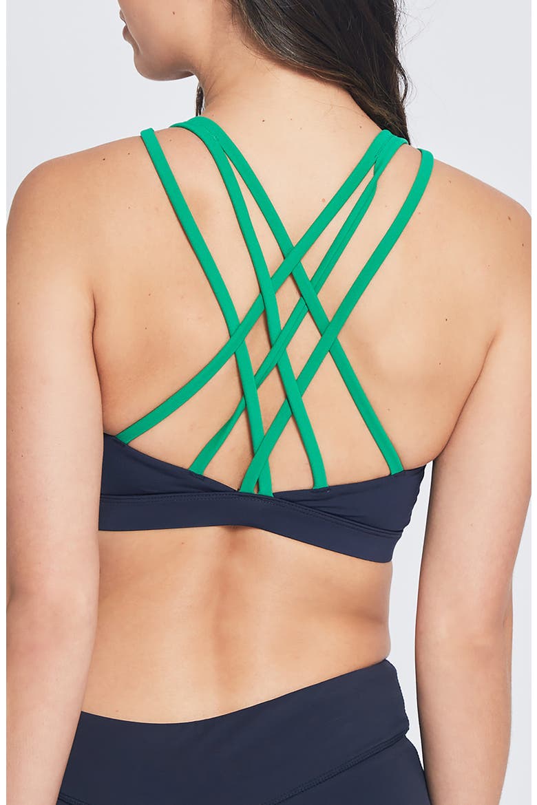 SPORTS BRA, Alternate, color, NAVY W/ GREEN TRIM
