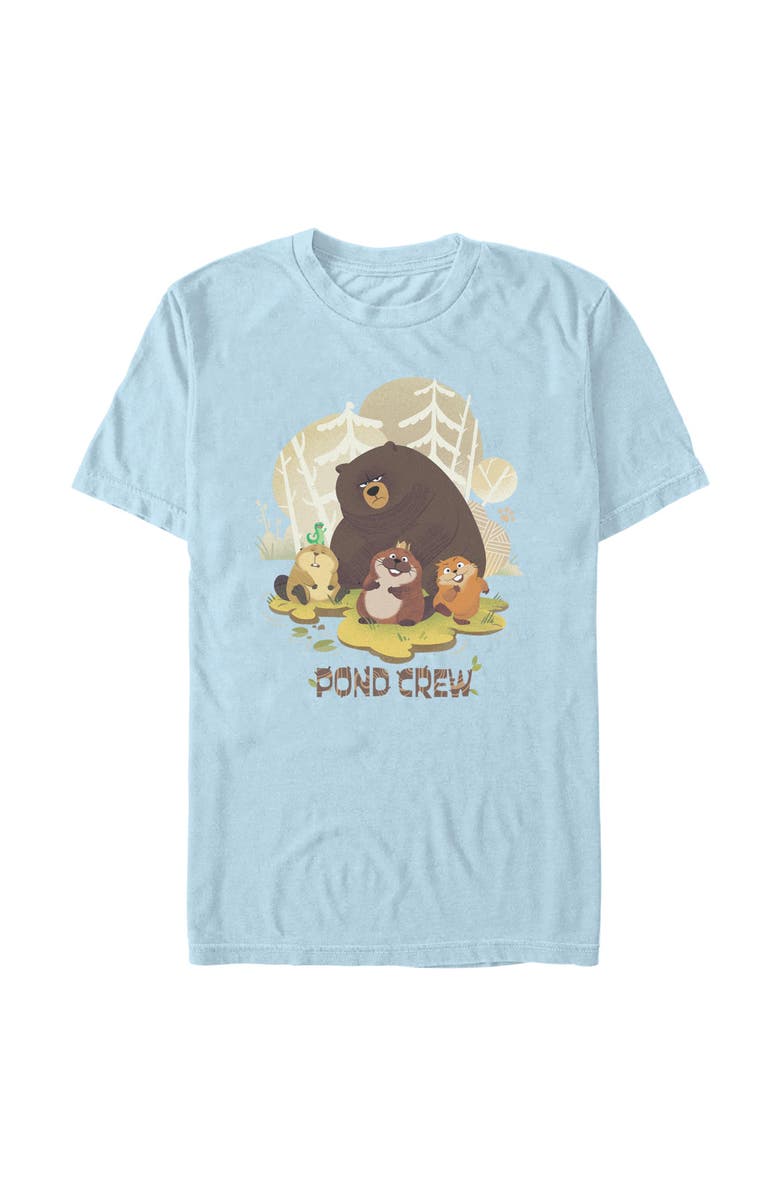 Hoppers Men's Hoppers Beaver Pond Crew  Graphic T-Shirt, Main, color, Light Blue